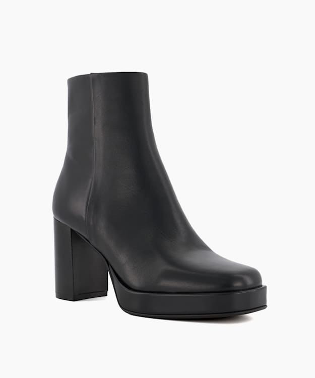Dune London Pallet - Black Leather Platform Ankle Boots