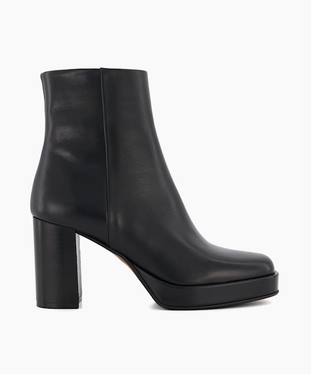 dune london Pallet - Black Leather Platform Ankle Boots