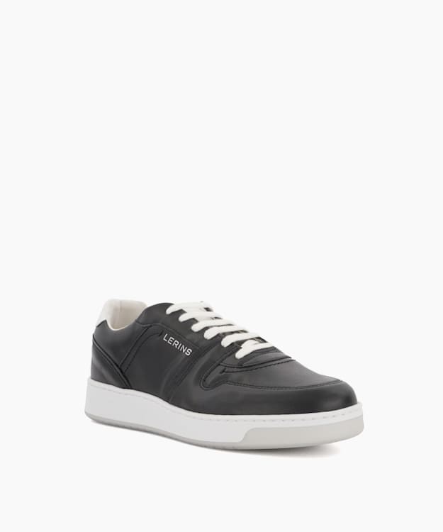Dune London Pallm - Black Grape-Leather Lace-Up Trainers