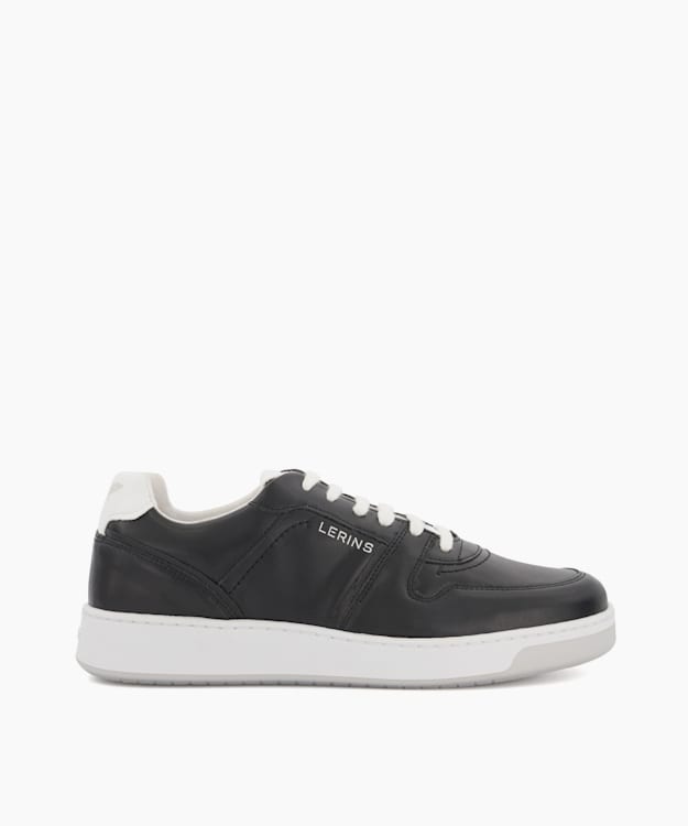 Dune London Pallm - Black Grape-Leather Lace-Up Trainers