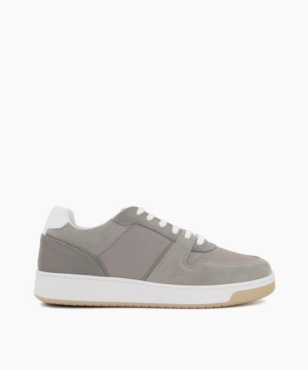 dune london Pallm - Grey Suede Recycled Lace-Up Trainers