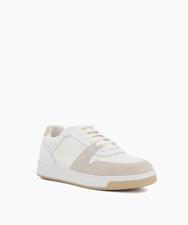Dune London Pallm - White Suede Recycled Lace-Up Trainers