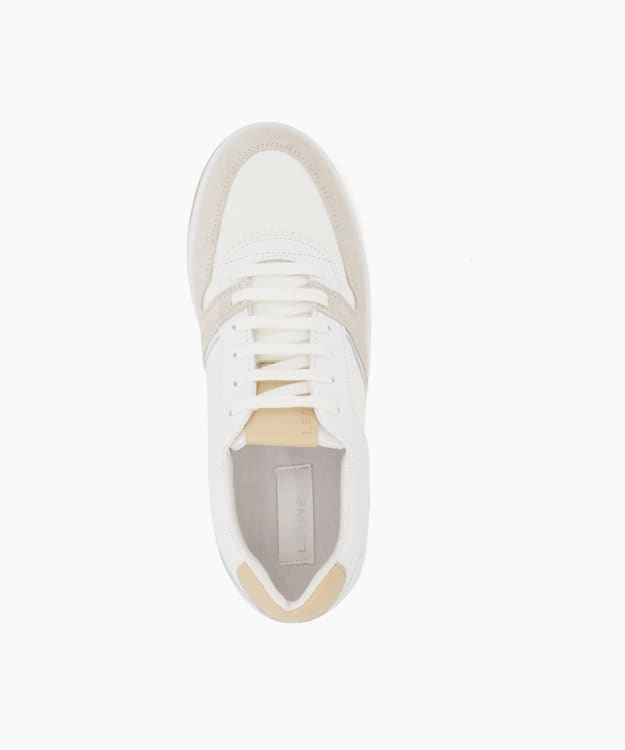 Dune London Pallm - White Suede Recycled Lace-Up Trainers