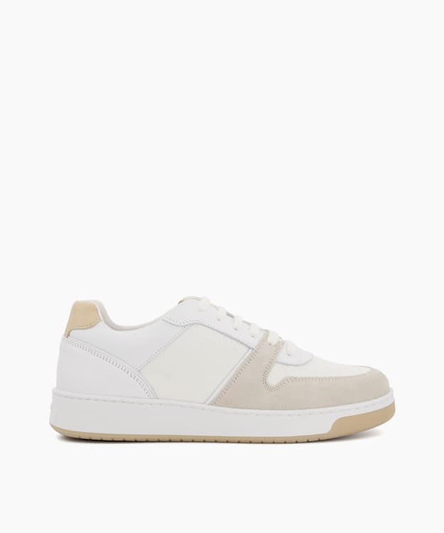 Dune London Pallm - White Suede Recycled Lace-Up Trainers