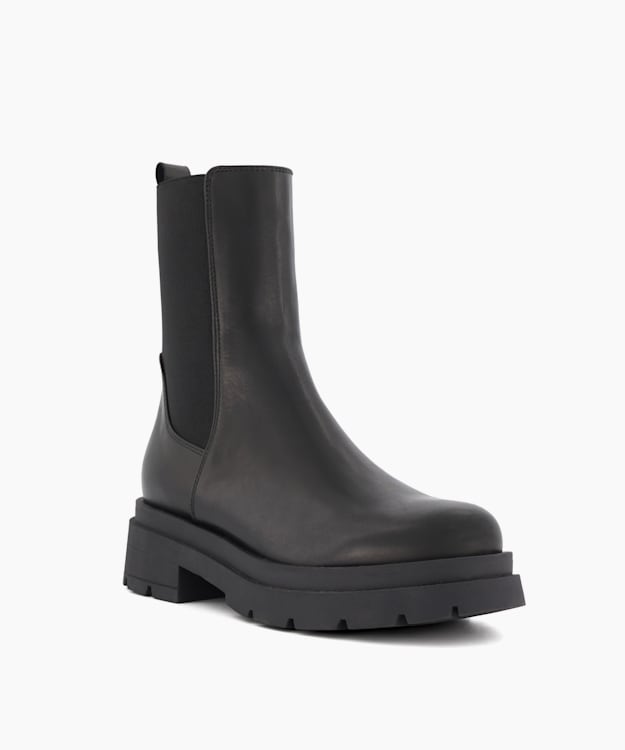 Dune London Palmero - Black Chunky Leather Chelsea Boots