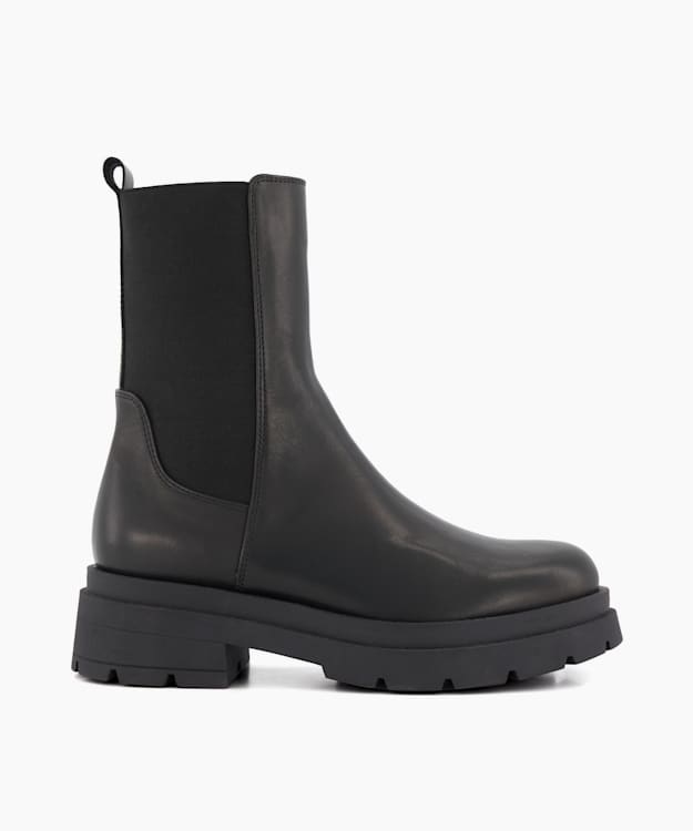 dune london Palmero - Black Chunky Leather Chelsea Boots