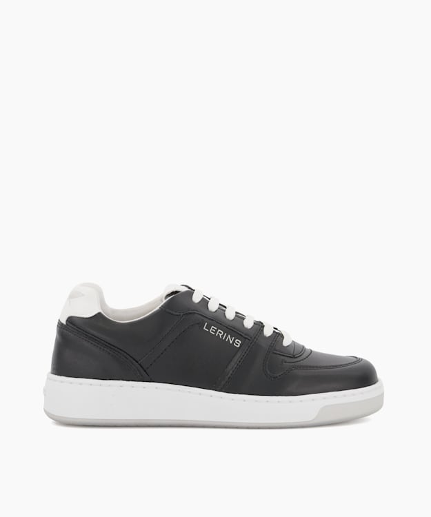 dune london Palmm - Black Grape-Leather Lace-Up Trainers