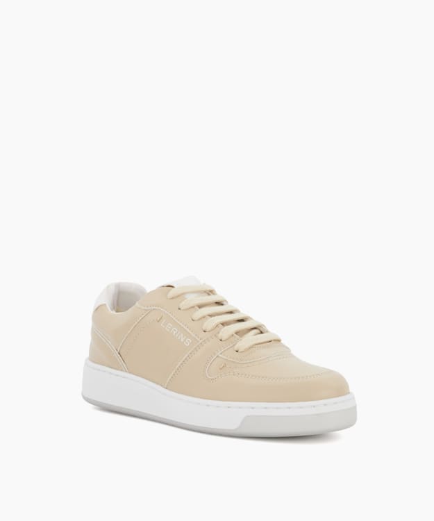 Dune London Palmm - Natural Grape-Leather Lace-Up Trainers