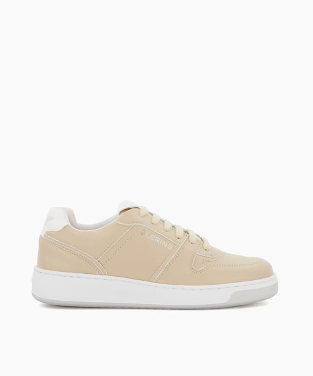dune london Palmm - Natural Grape-Leather Lace-Up Trainers