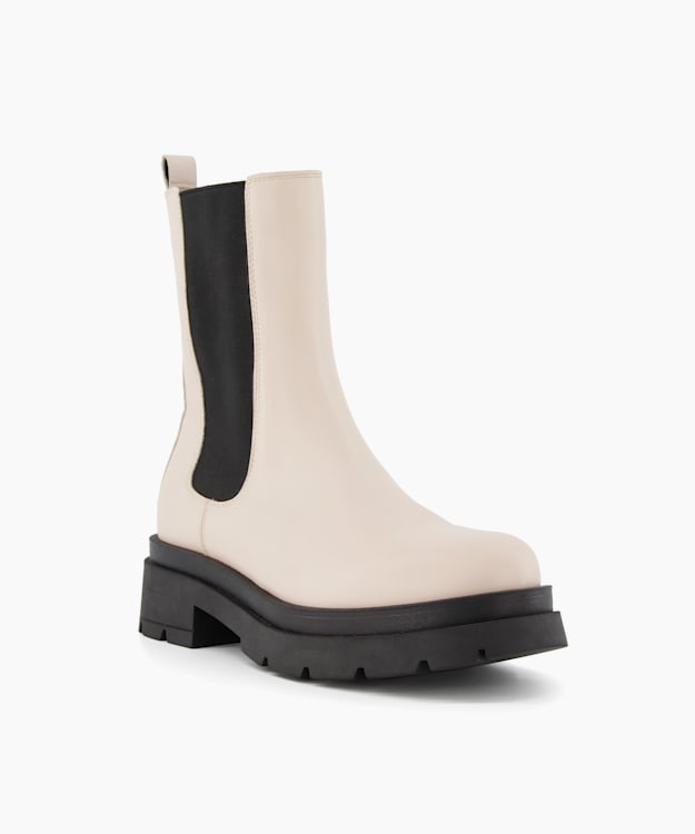 Dune London Palmz - Ecru Chunky Sole Chelsea Ankle Boots