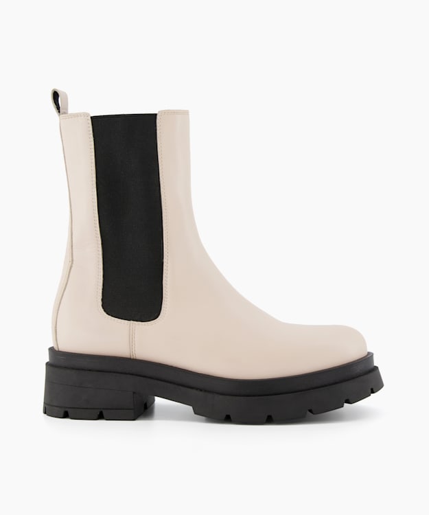 dune london Palmz - Ecru Chunky Sole Chelsea Ankle Boots