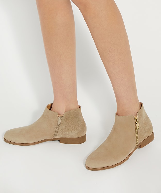 Dune London Pandias - Sand Croc Effect Detail Low Heel Boots