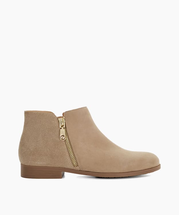 dune london Pandias - Sand Croc Effect Detail Low Heel Boots