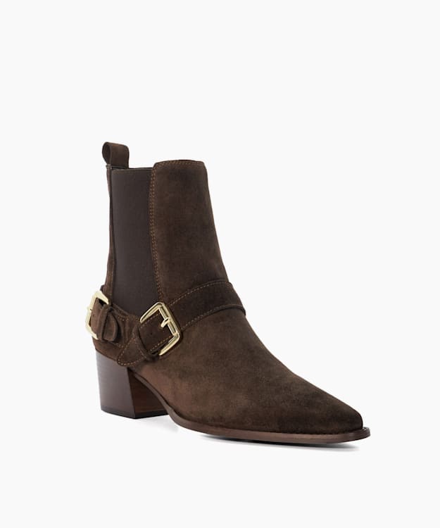 Dune London Panino - Brown Buckled Chelsea Ankle Boots