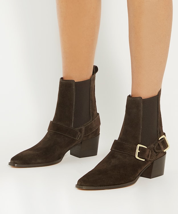 Dune London Panino - Brown Buckled Chelsea Ankle Boots