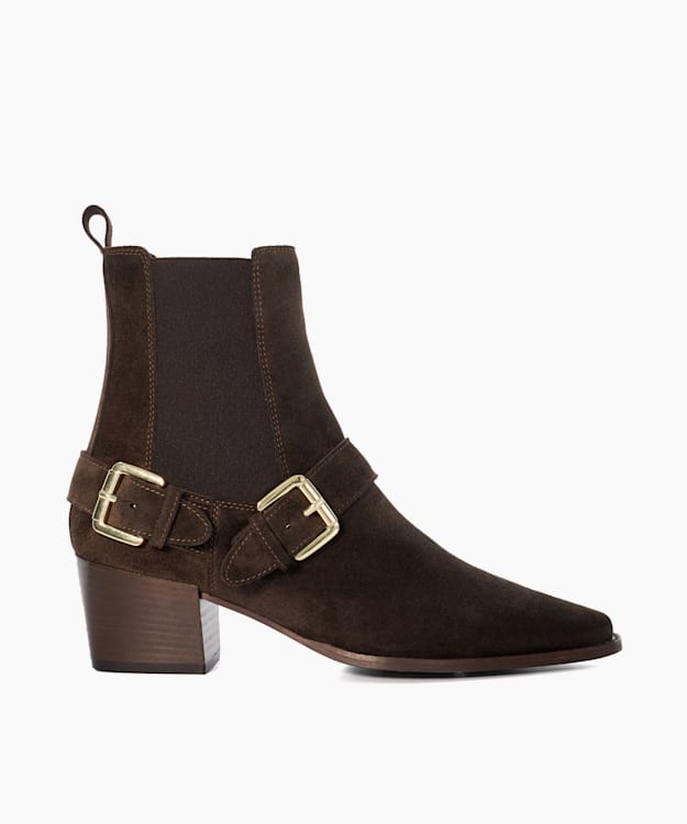 dune london Panino - Brown Buckled Chelsea Ankle Boots