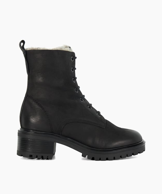 dune london Paniz - Black Chunky Faux-Fur Lined Boots