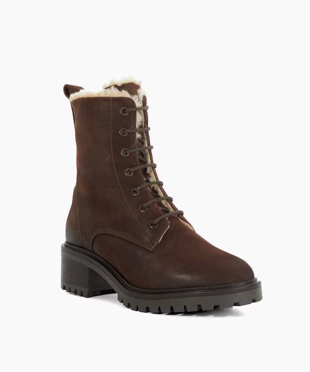 Dune London Paniz - Brown Chunky Faux-Fur Lined Boots
