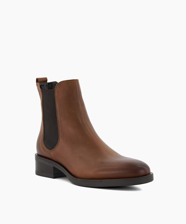 Dune London Panoramic - Tan Burnished-Detail Leather Chelsea Boots