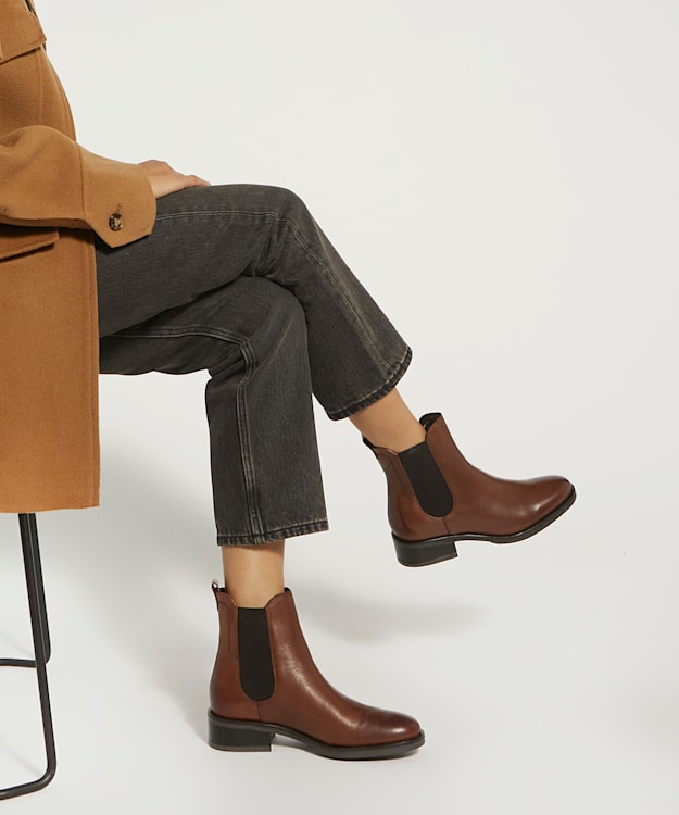 Dune London Panoramic - Tan Burnished-Detail Leather Chelsea Boots