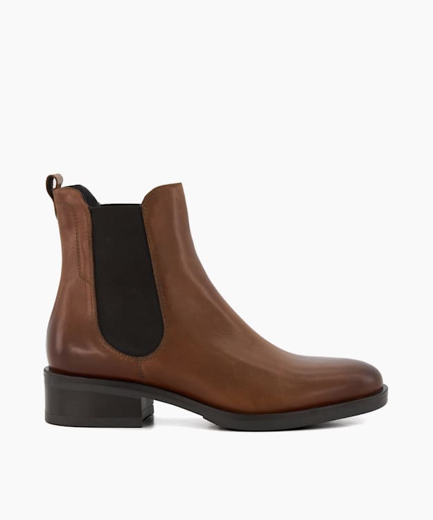 dune london Panoramic - Tan Burnished-Detail Leather Chelsea Boots