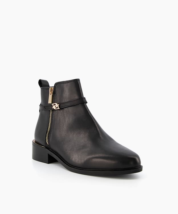 Dune London Pap - Black Wide Fit Zip-Detail Ankle Boots