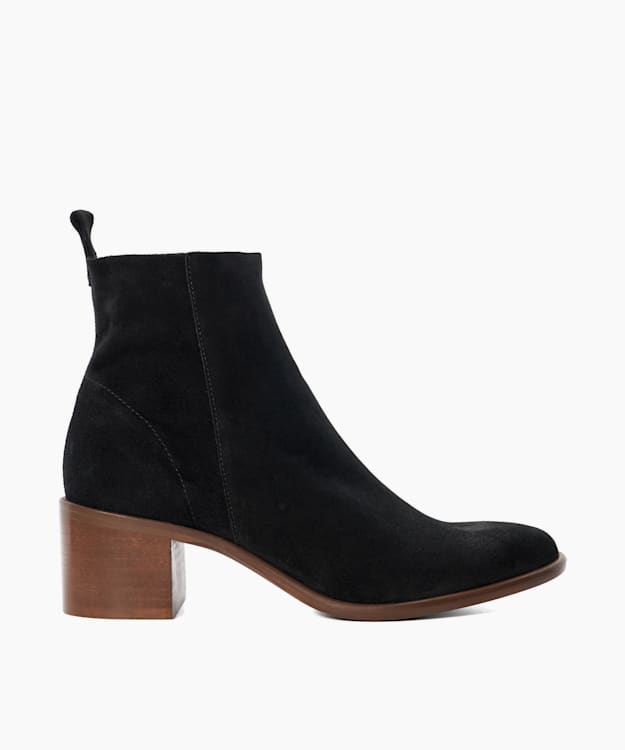 dune london Paprikaa - Black Suede Block Heel Ankle Boots