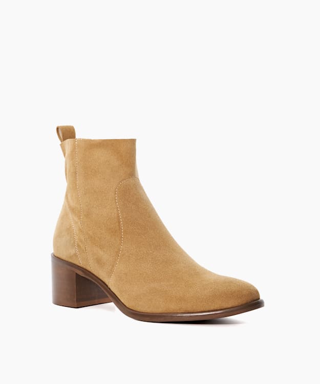 Dune London Paprikaa - Tan Suede Block Heel Ankle Boots