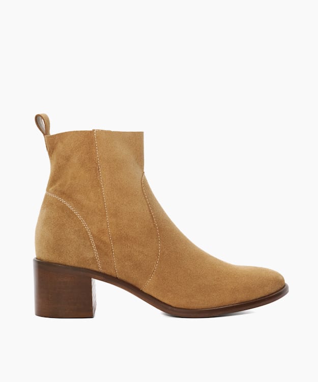dune london Paprikaa - Tan Suede Block Heel Ankle Boots