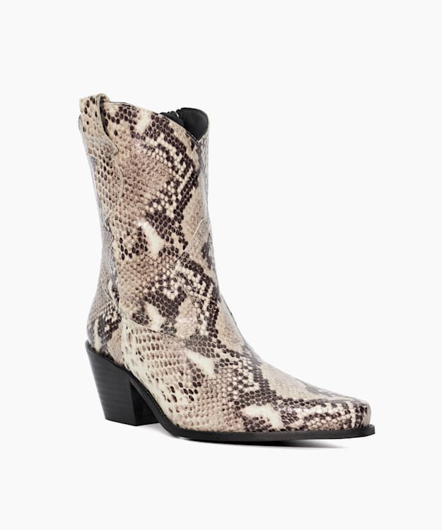 Dune London Pardner 2 - Natural Reptile Leather Western Boots