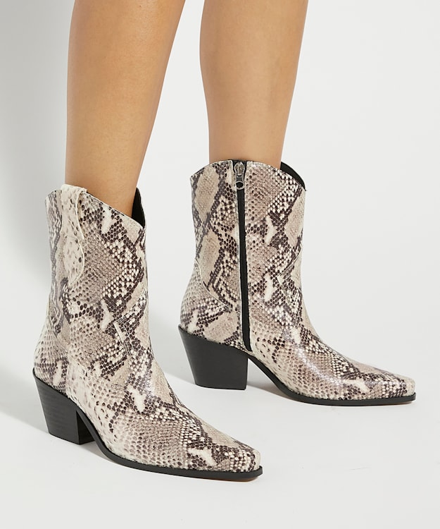 Dune London Pardner 2 - Natural Reptile Leather Western Boots