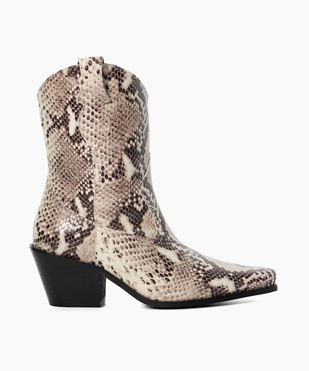 dune london Pardner 2 - Natural Reptile Leather Western Boots