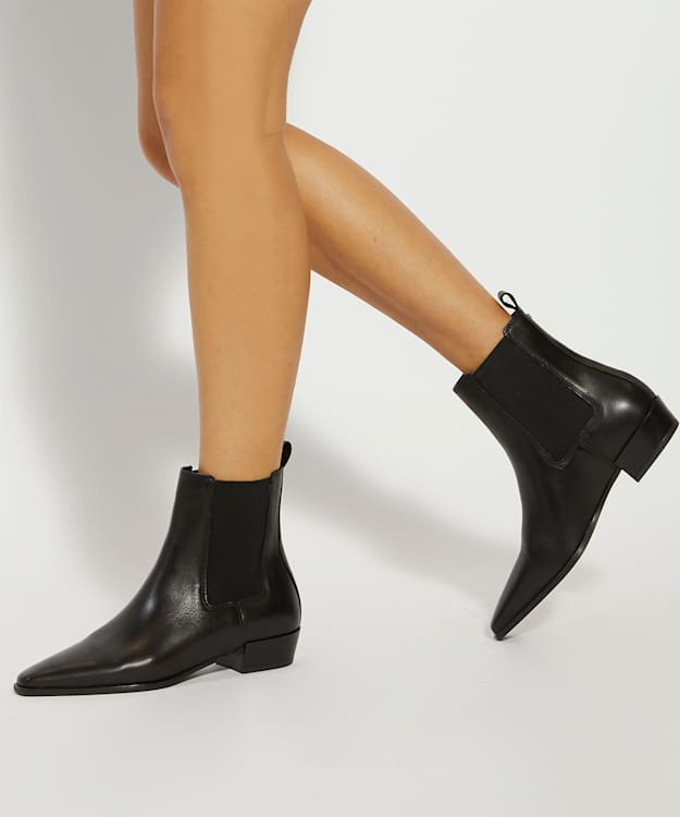 Dune London Parkas - Black Chisel Toe Low Heel Chelsea Boots