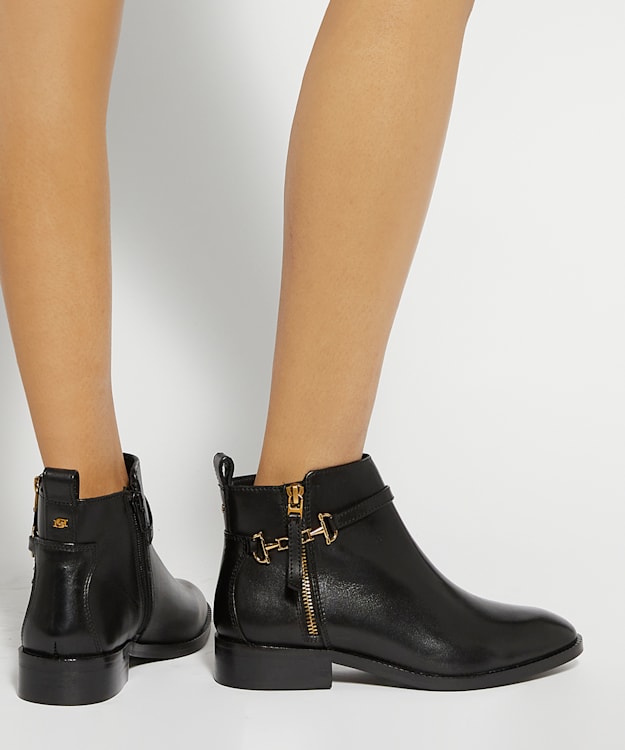 Dune London Parklyn - Black Wide Fit Leather Ankle Boots