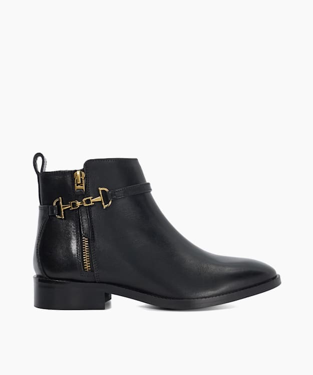 dune london Parklyn - Black Wide Fit Leather Ankle Boots