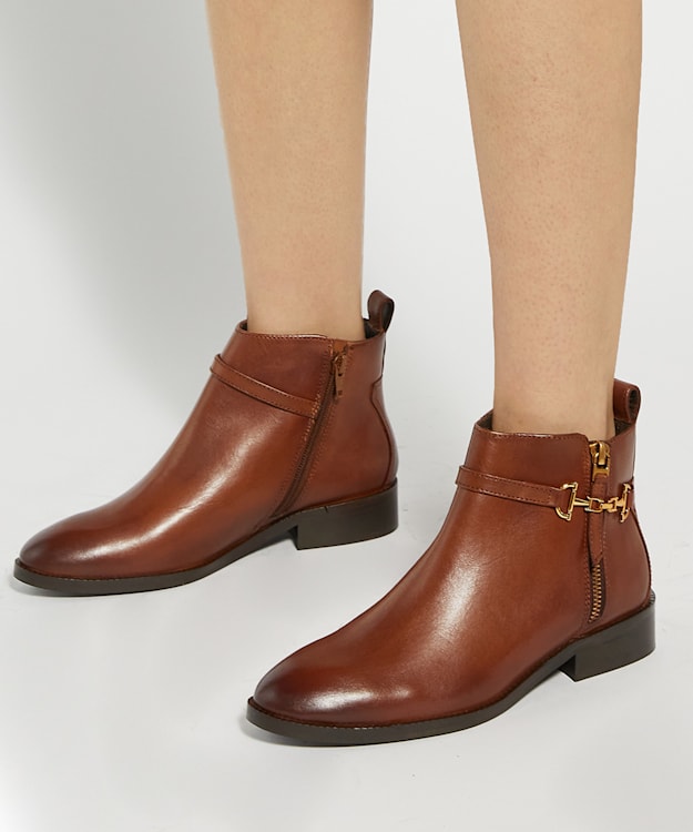 Dune London Parklyn - Tan Wide Fit Leather Ankle Boots