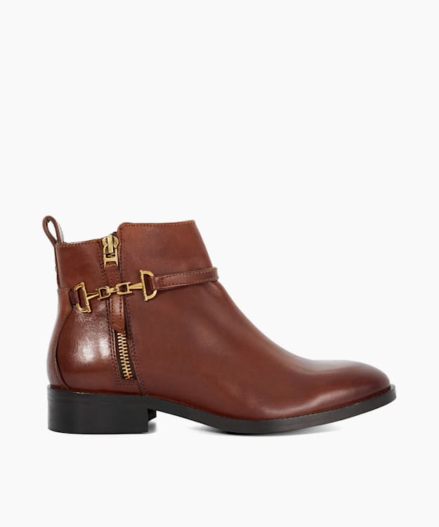 dune london Parklyn - Tan Wide Fit Leather Ankle Boots