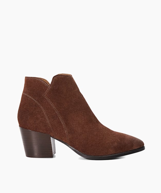 dune london Parlor - Dark Tan Heeled Suede Ankle Boots