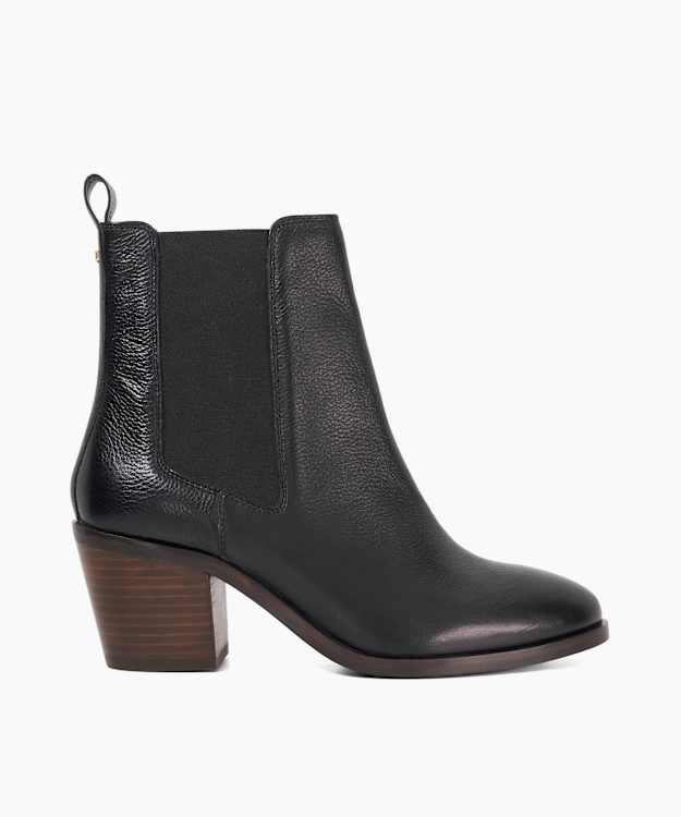 dune london Pasil - Black Almond Toe Block Heel Boots
