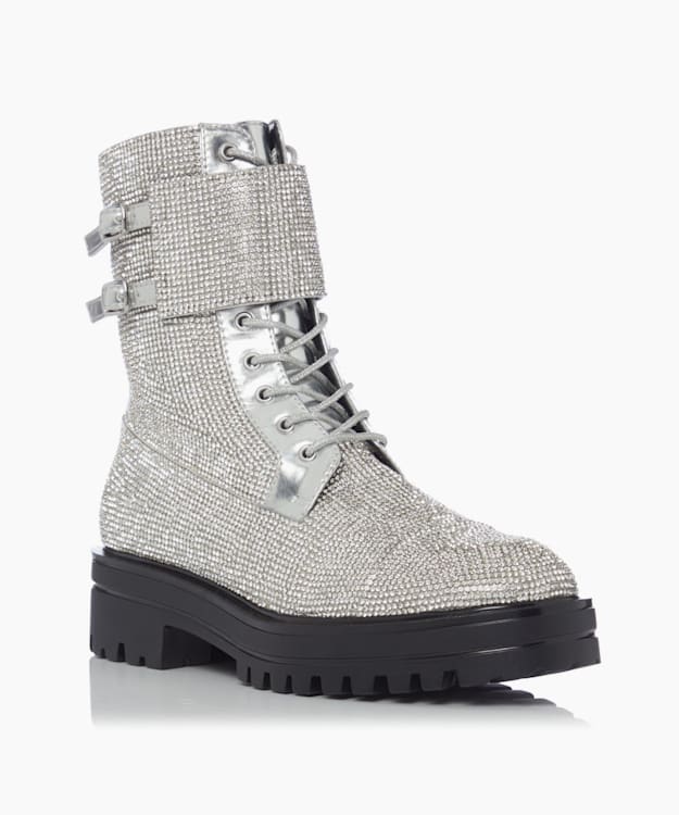 Dune London Peach - Silver Embellished Cuff Biker Boots