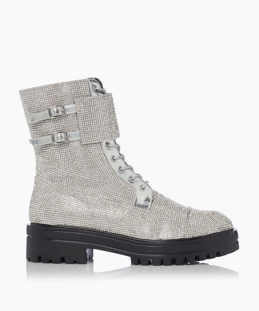 dune london Peach - Silver Embellished Cuff Biker Boots