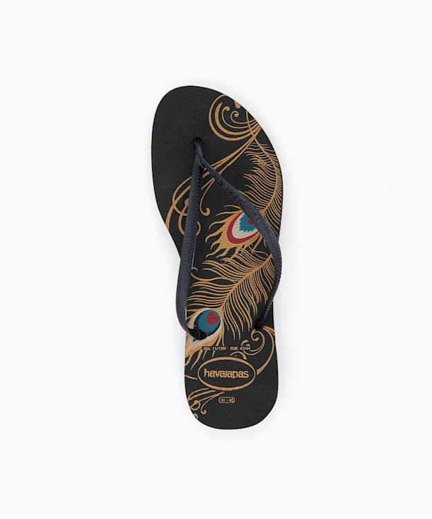 Dune London Peacock Print Flip Flops - Black Havaianas Slim Peacock Print Flip Flops