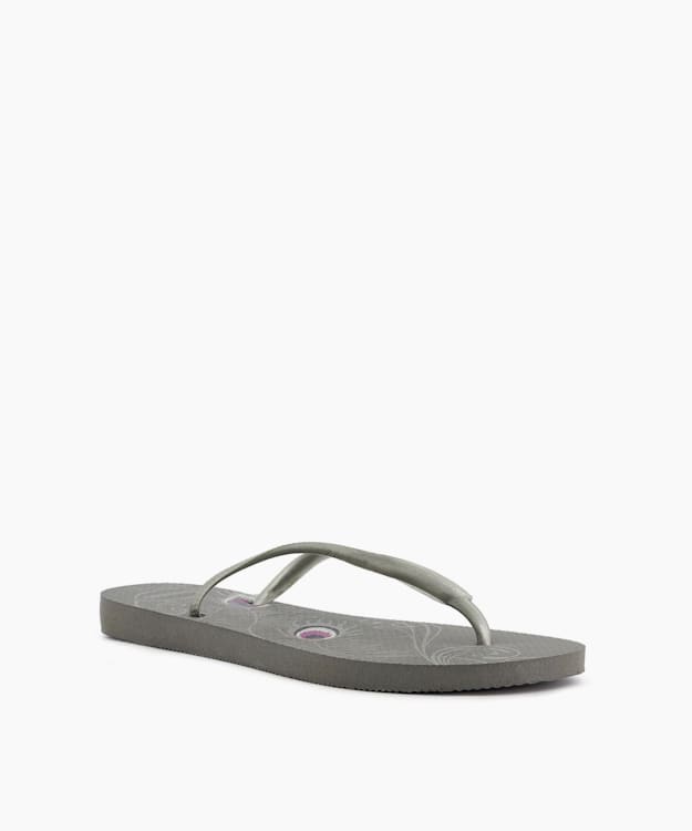 Dune London Peacock Print Flip Flops - Grey Havaianas Slim Peacock Print Flip Flops
