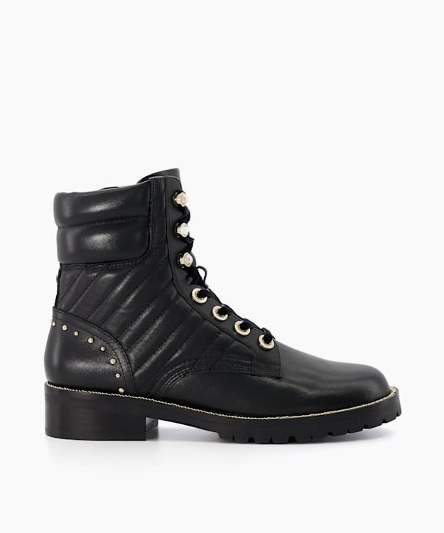 dune london Pearlescent - Black Pearl Embellished Biker Boots