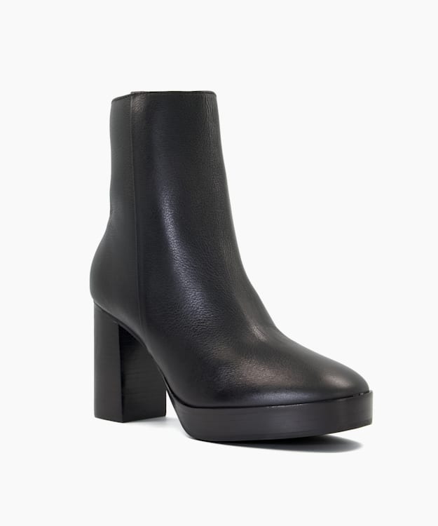 Dune London Pella - Black Platform Leather Ankle Boots