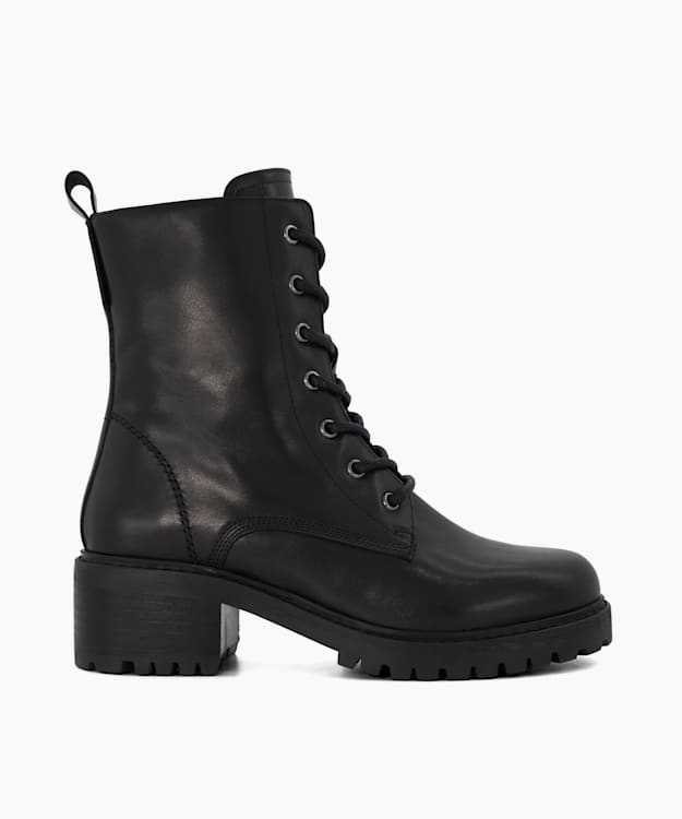 dune london Percent - Black Casual Lace-Up Leather Boots