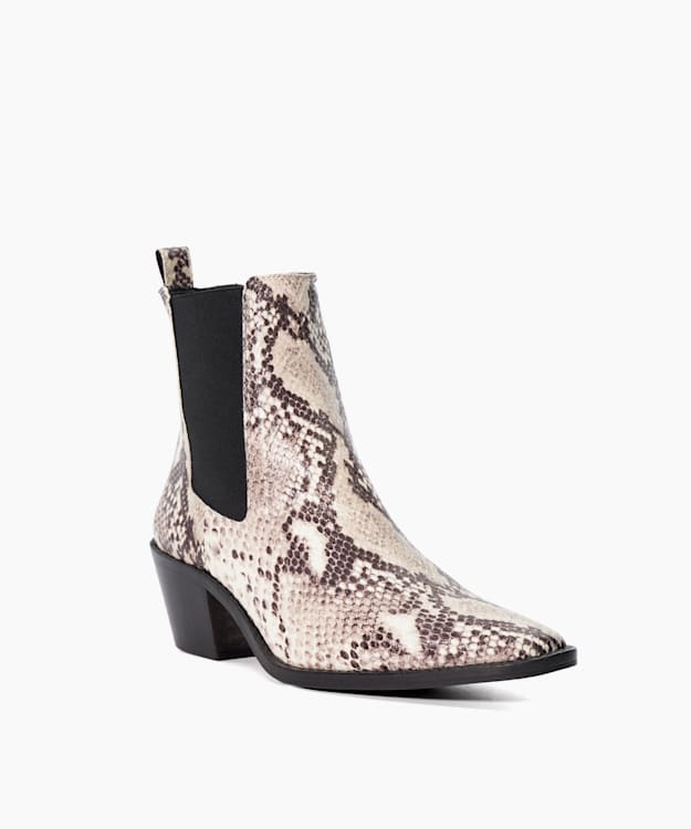 Dune London Pexas - Natural Reptile Print Leather Western Boots