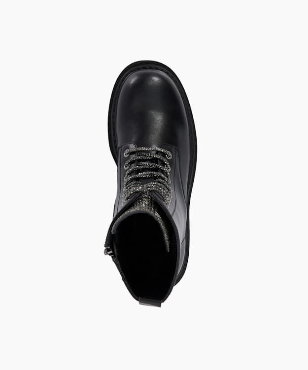 Dune London Philo - Black Leather Chunky Lace Up Boots