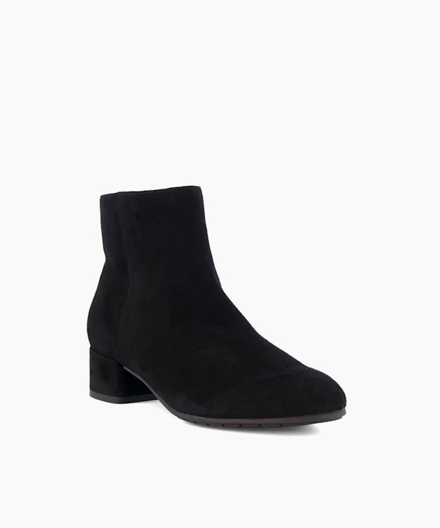 Dune London Pippie - Black Wide Fit Suede Black Ankle Boots