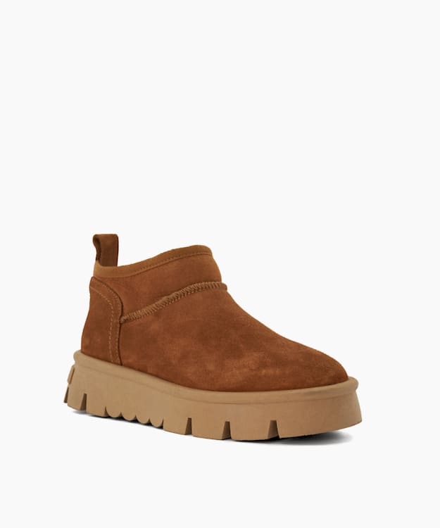 Dune London Pod - Chestnut Faux-Fur-Lined Ankle Boots